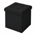 WOLTU 2er Set Stauraum-Sitzhocker, Klappbarer Aufbewahrungshocker mit Deckel, Fußhocker für Wohn- und Schlafzimmer, 30x30x30 cm, Schwarz