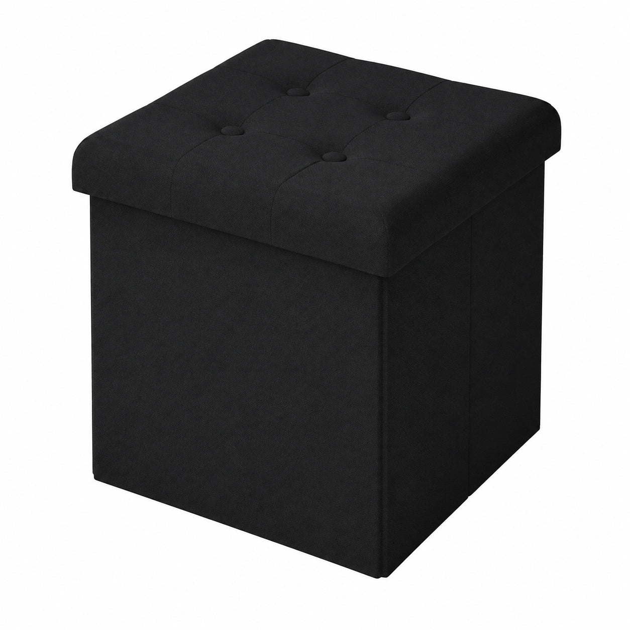 WOLTU 2er Set Stauraum-Sitzhocker, Klappbarer Aufbewahrungshocker mit Deckel, Fußhocker für Wohn- und Schlafzimmer, 30x30x30 cm, Schwarz