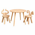 NICITA® Holz-Kindertisch mit 2 Stühlen - Kinder-Sitzgruppe im tierischen Design: Reh, Elch, Kuh, Hase, Schaf