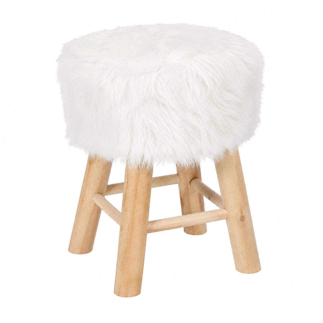 Kunstfell-Hocker Oslo in Weiß - Moderner Stil