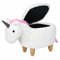 Einhorn-Sitzhocker mit Stauraum für Kinder, Weiß/Rosa