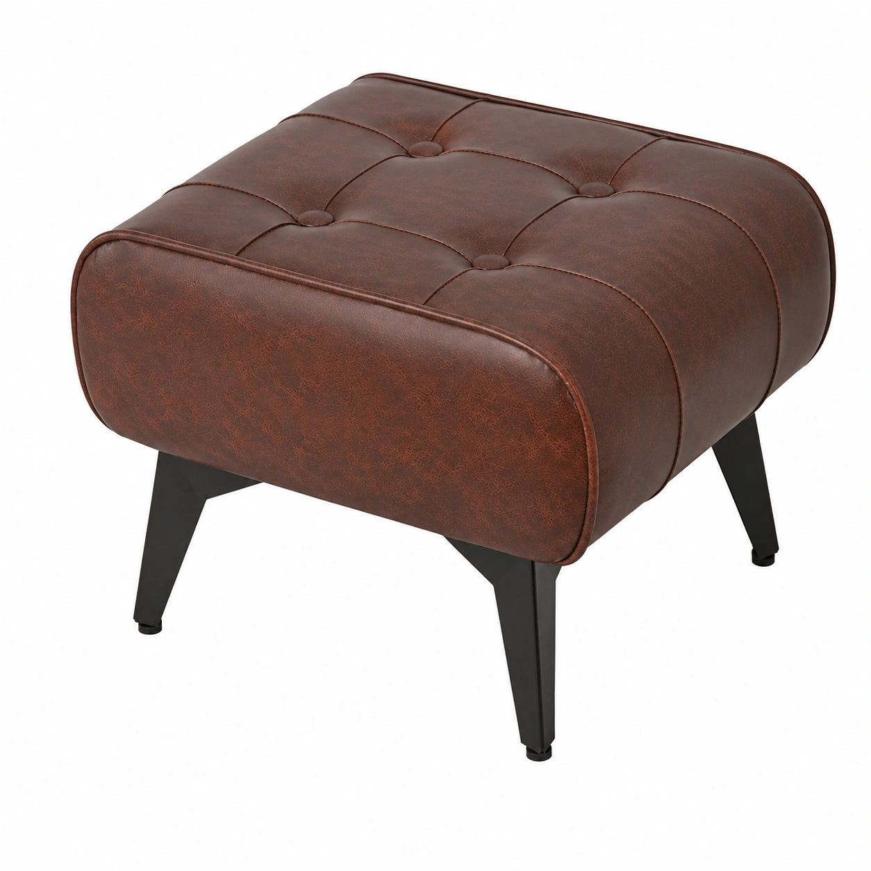YMYNY Gepolsterter Lederhocker, Moderner Fußhocker für Wohnzimmer, Sofa Ottomane in Vintage-Braun, 40x30x26CM