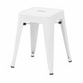CLP Metallhocker Armin I Stabiler Stapelhocker bis 200 kg, Sitzhöhe 46 cm, Farbe: Weiß