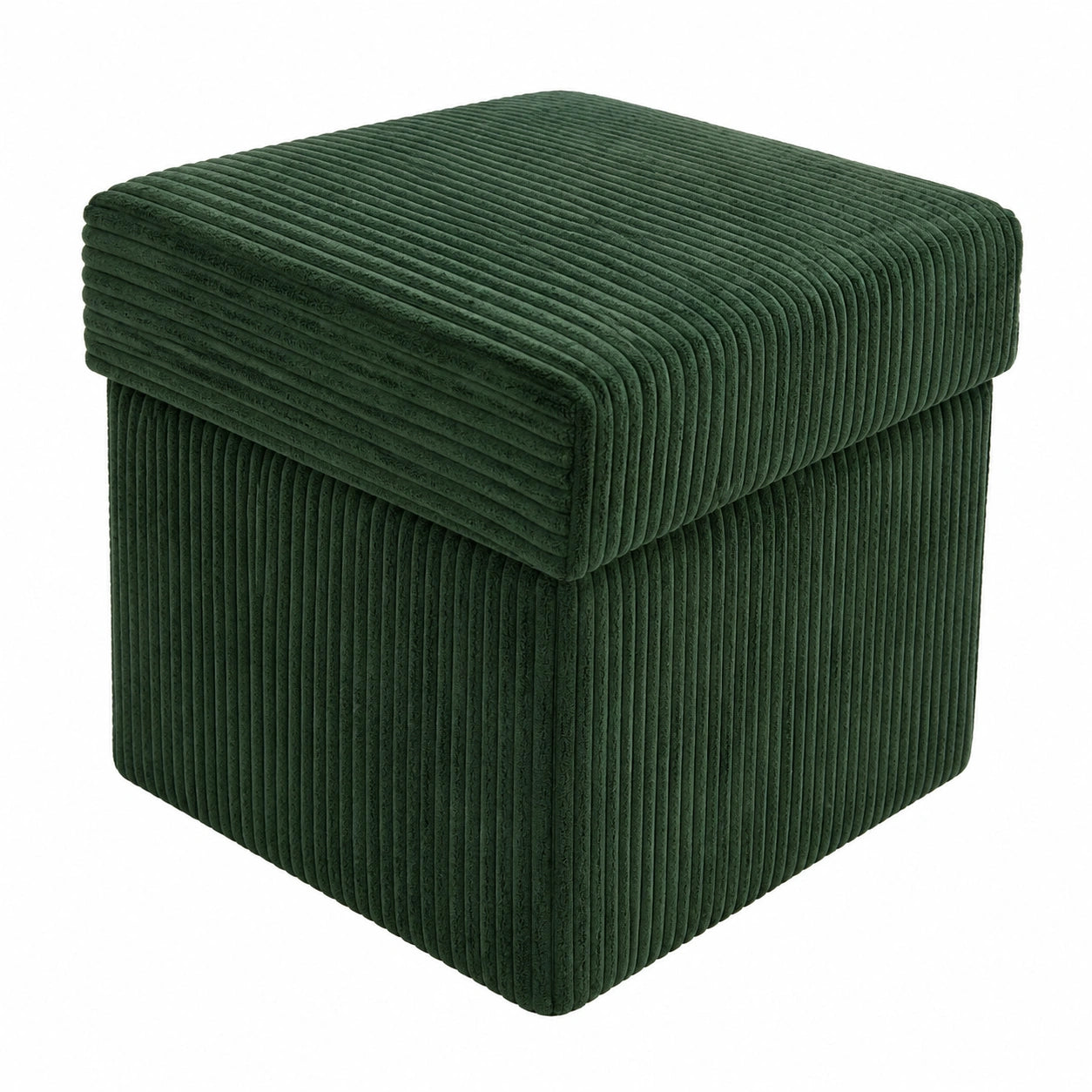 POSO Sitzhocker mit Stauraum, 40x40 cm, gepolstert, quadratisch, dunkelgrün, für Wohnzimmer