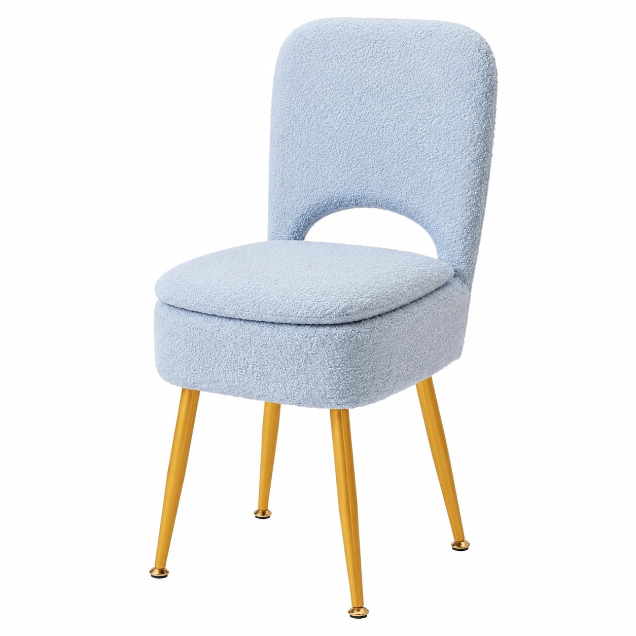 IBUYKE Klapphocker mit Rückenlehne, Teddy-Velours, 80 cm hoch, Schminkstuhl mit rutschfesten Metallfüßen, Blau