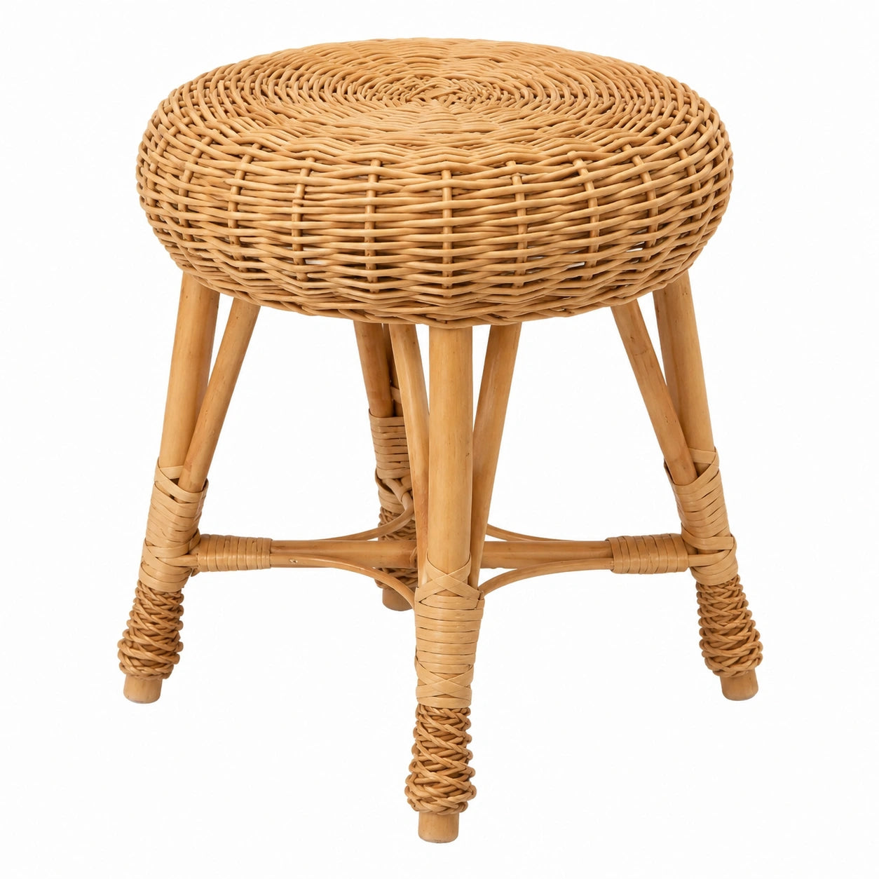 Runder Holzhocker aus Weidenholz, braun, vielseitig verwendbar als Tritthocker oder Sitzgelegenheit