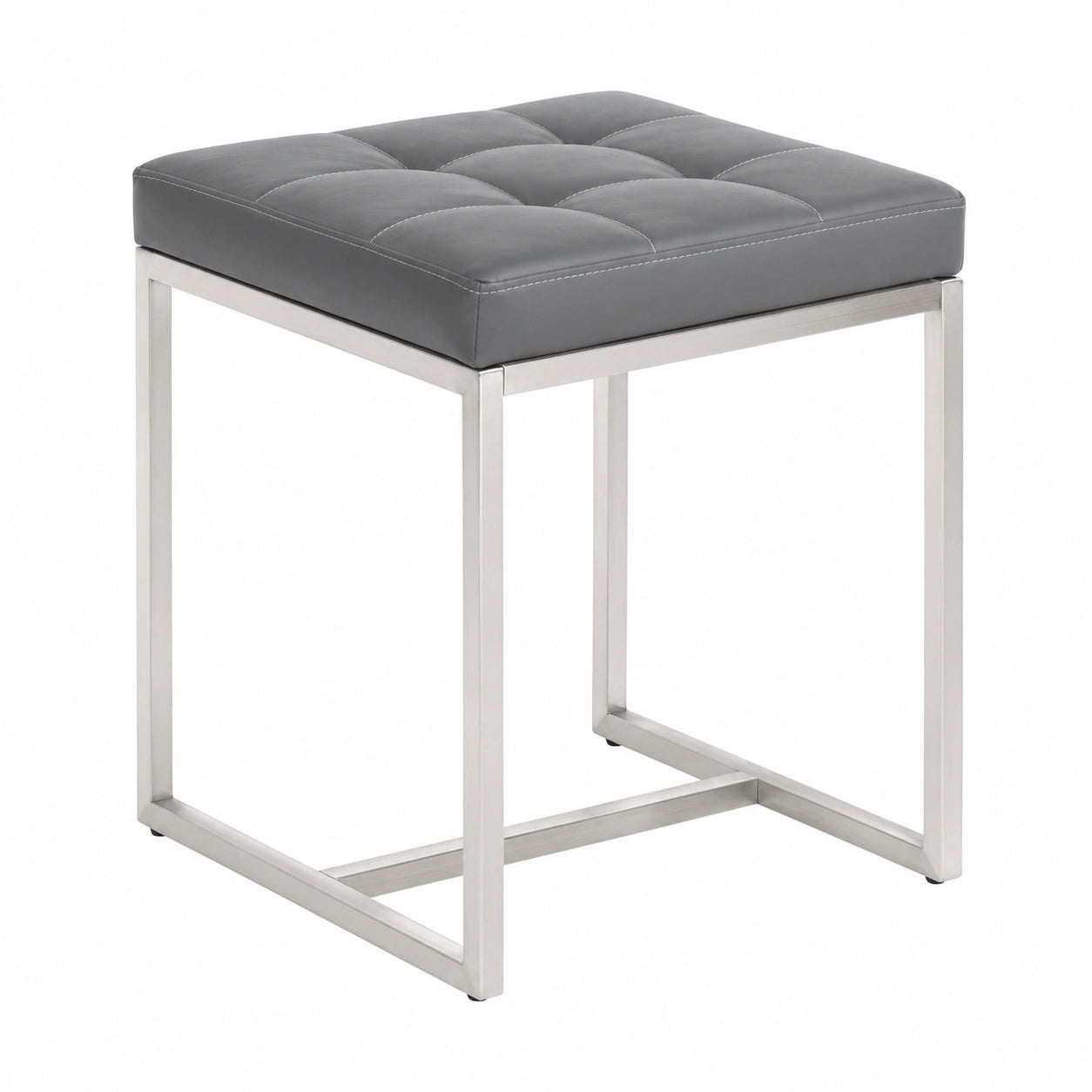 Moderner Edelstahl Barhocker Barci mit Kunstlederpolster, Grau