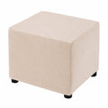 QUARKZMAN Stretchbare Ottomane Hockerhusse, Waschbarer Schonbezug für Fußhocker 33-45.7cm, Beige-Grau