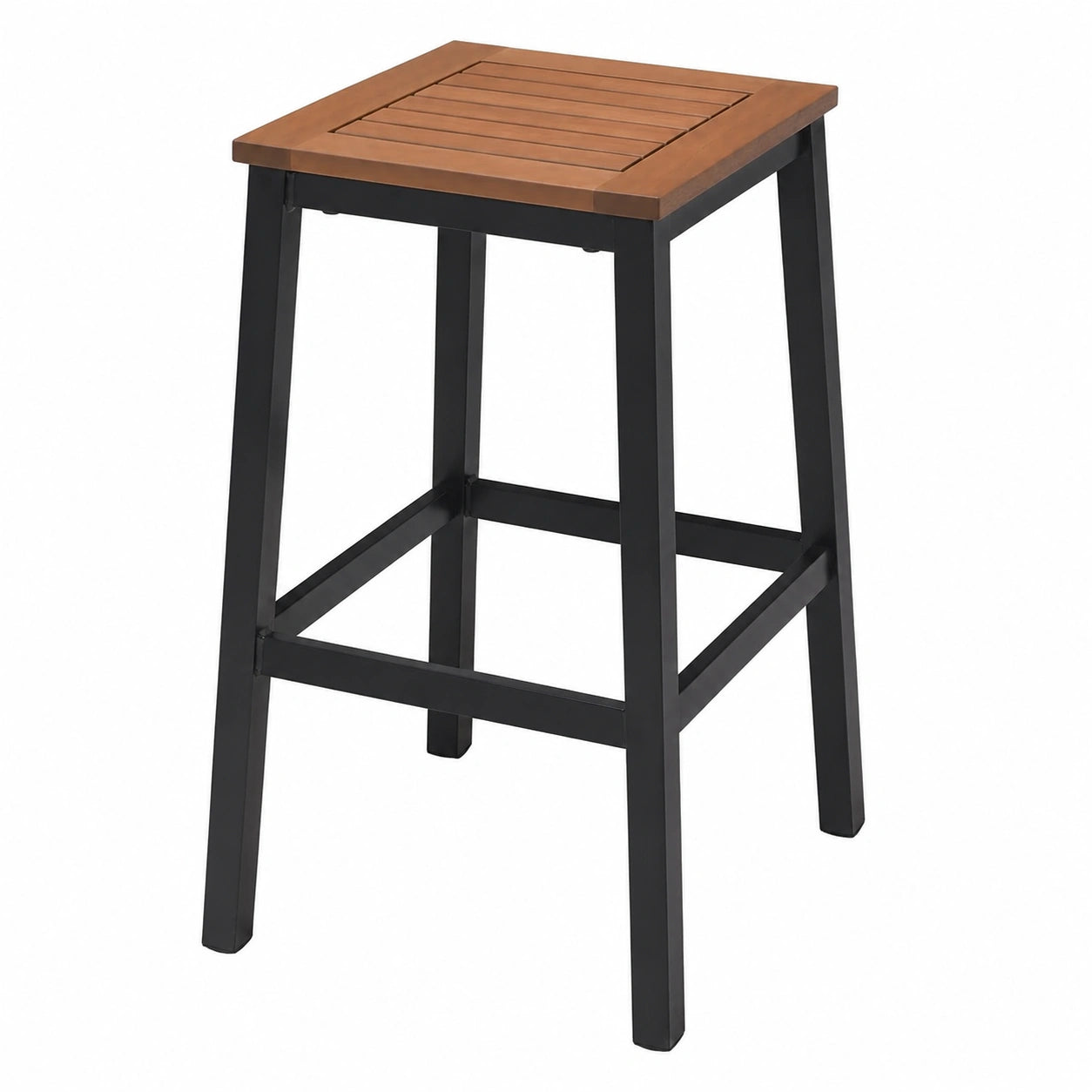 METRO Professional Barhocker-Set Lynx, 2er Set mit Aluminium/Eukalyptus, Belastbar bis 150 kg, Natur/Schwarz