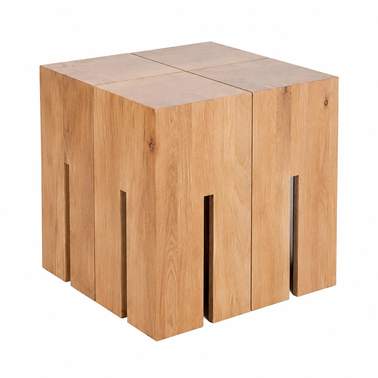 Massiver Eichenholz-Couchtisch quadratisch 28,5x45x28,5 cm als Unikat für Wohnzimmer, Büro und Schlafzimmer