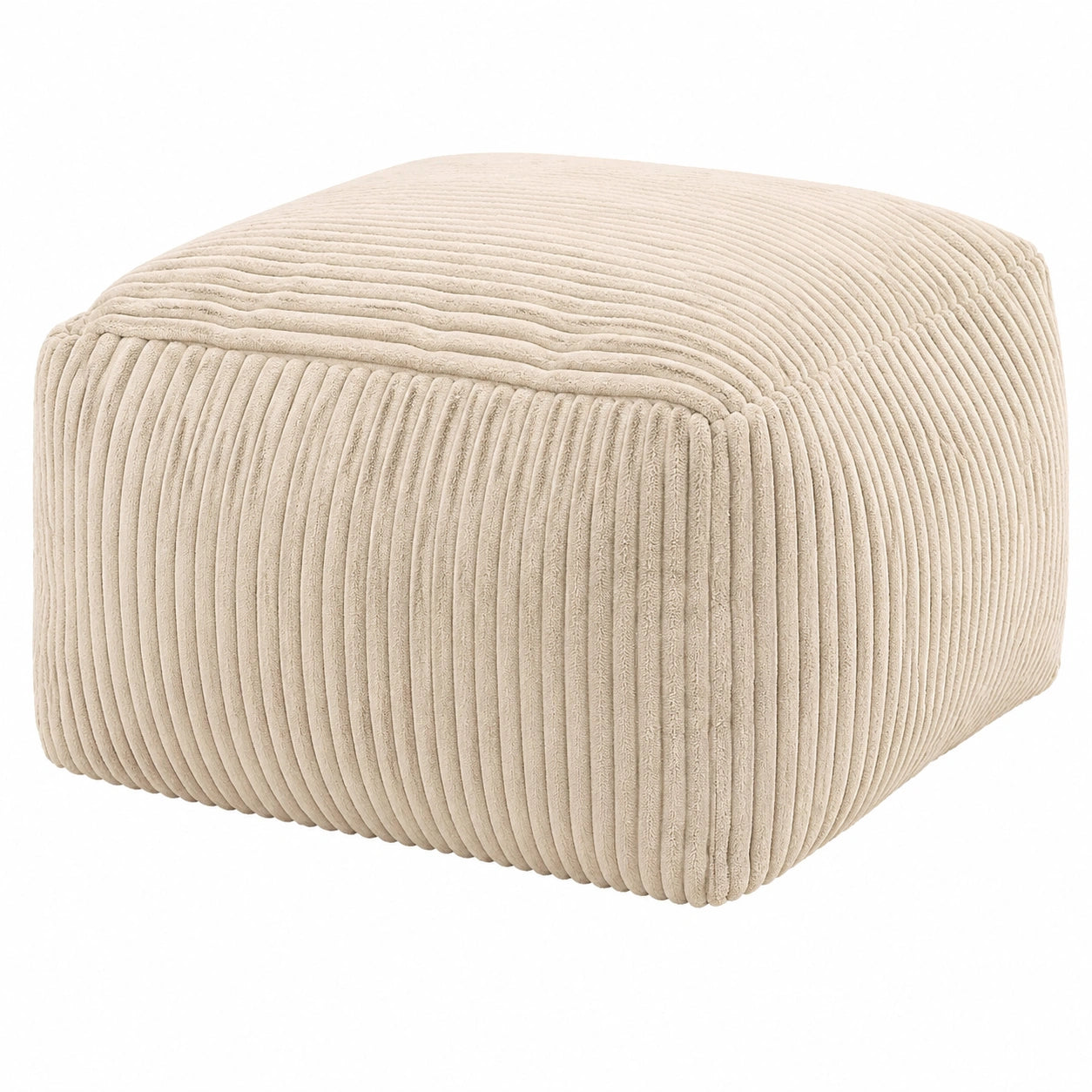 Beiger Cord Sitzsack Hocker mit Füllung, Fußhocker für Wohnzimmer
