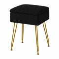 YMYNY Moderner Schminkhocker aus Teddy Samt mit Stauraum, Multifunktionaler Pouf für Schlafzimmer und Wohnzimmer, 40 x 30 x 47 cm, Schwarz