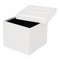 Casaria® 2er Set Faltbare Hocker mit Stauraum, Kunstleder, Weiß, 38x38cm