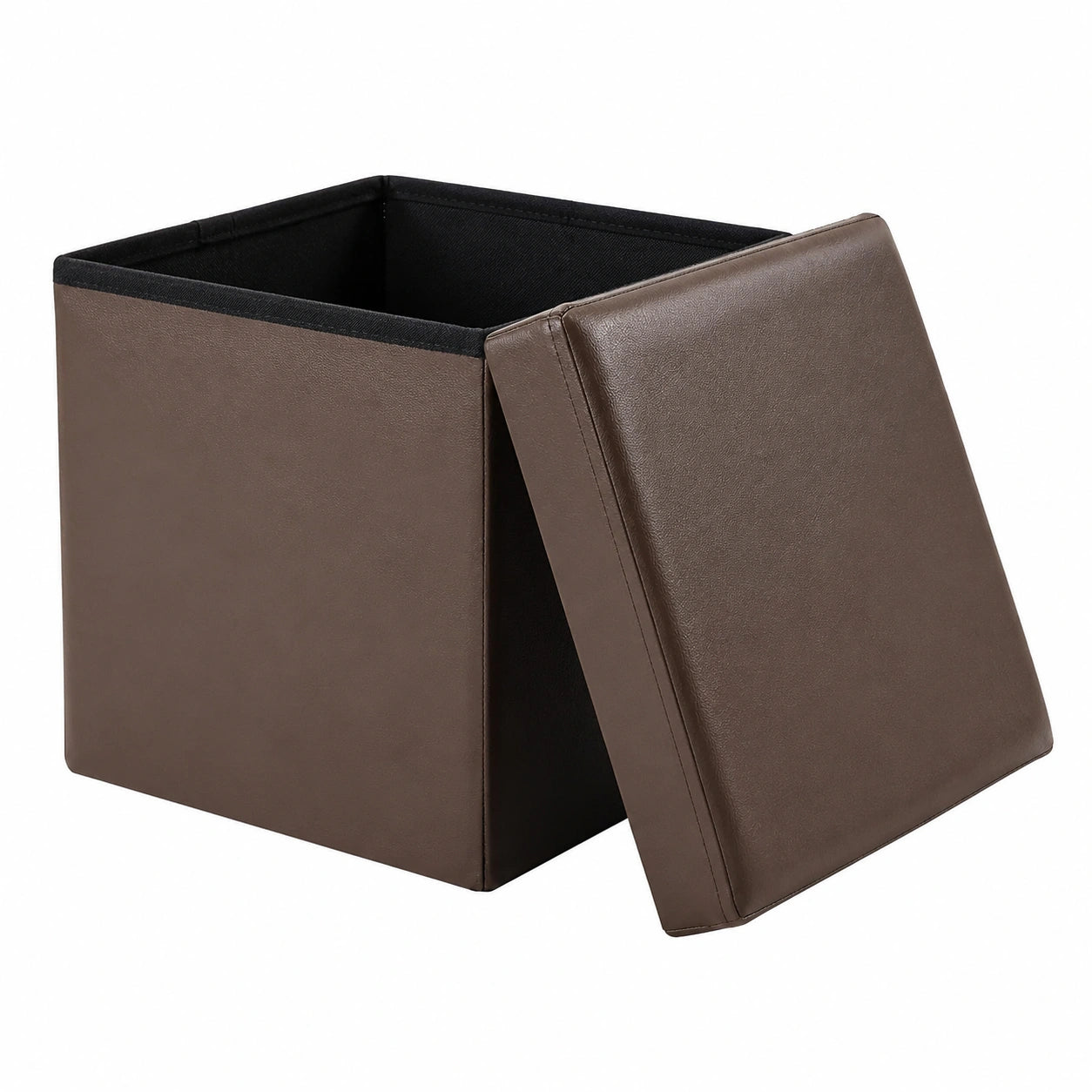Faltbare Sitzwürfel aus Kunstleder mit Stauraum, abnehmbarer Deckel, belastbar bis 300 kg, 38 x 38 x 38 cm