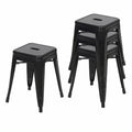 Industrieller Stapelbarer Hocker 4er-Set, Schwarz, Metallrahmen