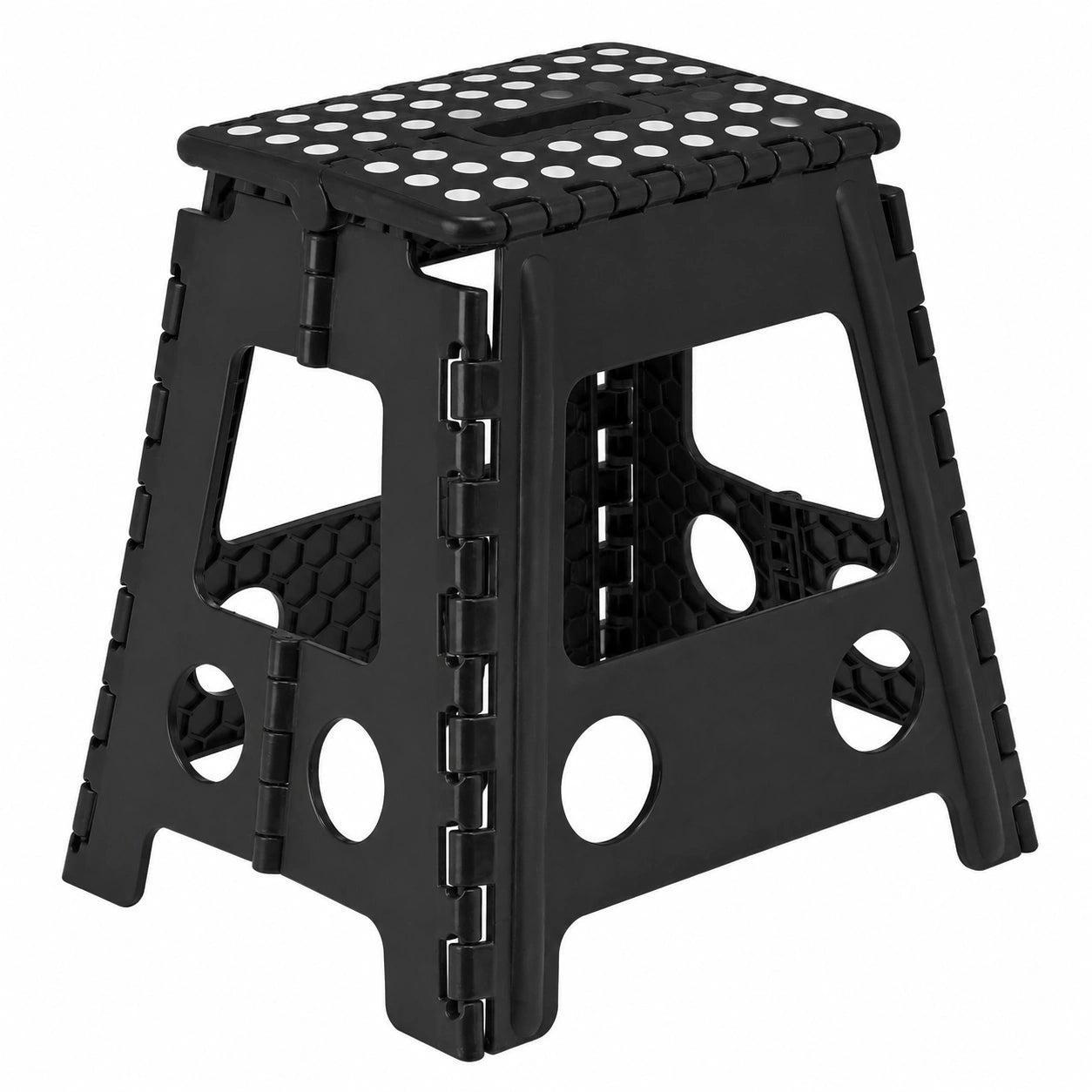 Tragbarer Klapphocker für Camping, starker Badhocker bis 150 kg, Kunststoff, Schwarz, 39x39x32 cm