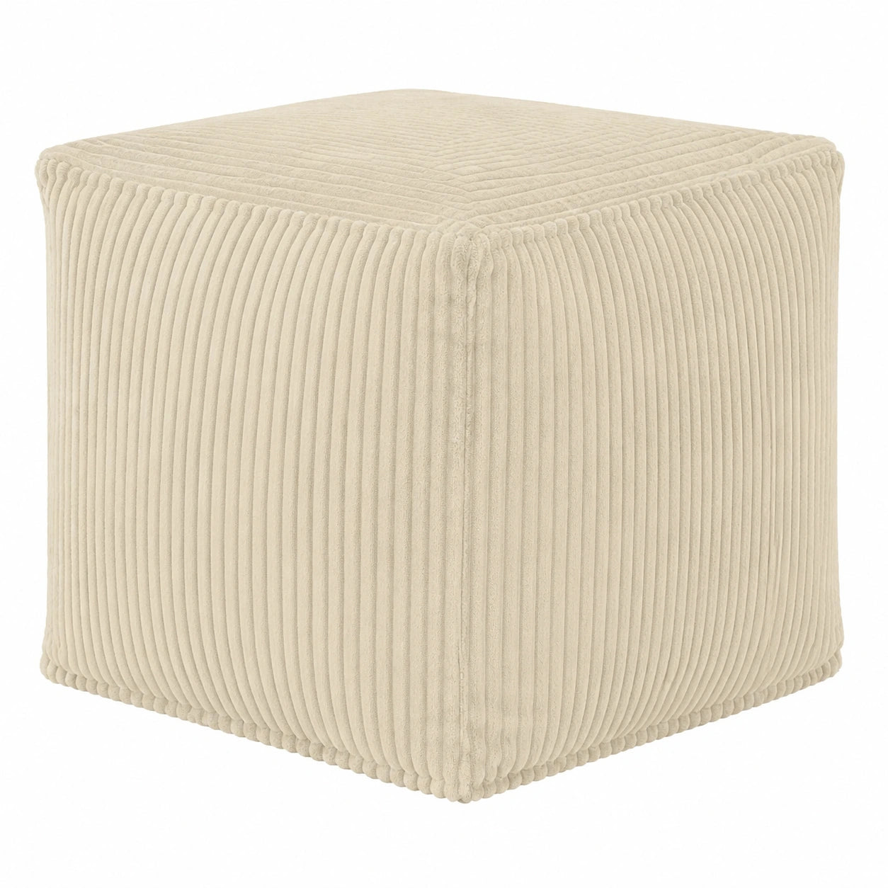 Moderner Cord-Sitzwürfel in Beige - Vielseitiger Fußhocker und Bodenkissen, 40x40x40 cm