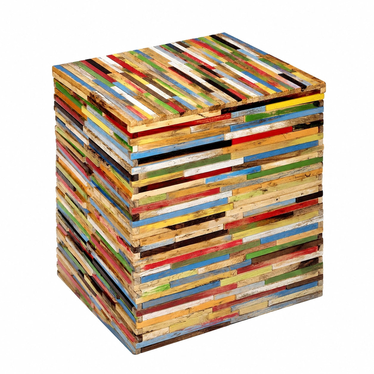 Handgefertigter Beistelltisch aus Echtholz - Nachhaltiges Upcycling Design 45x36x36 cm