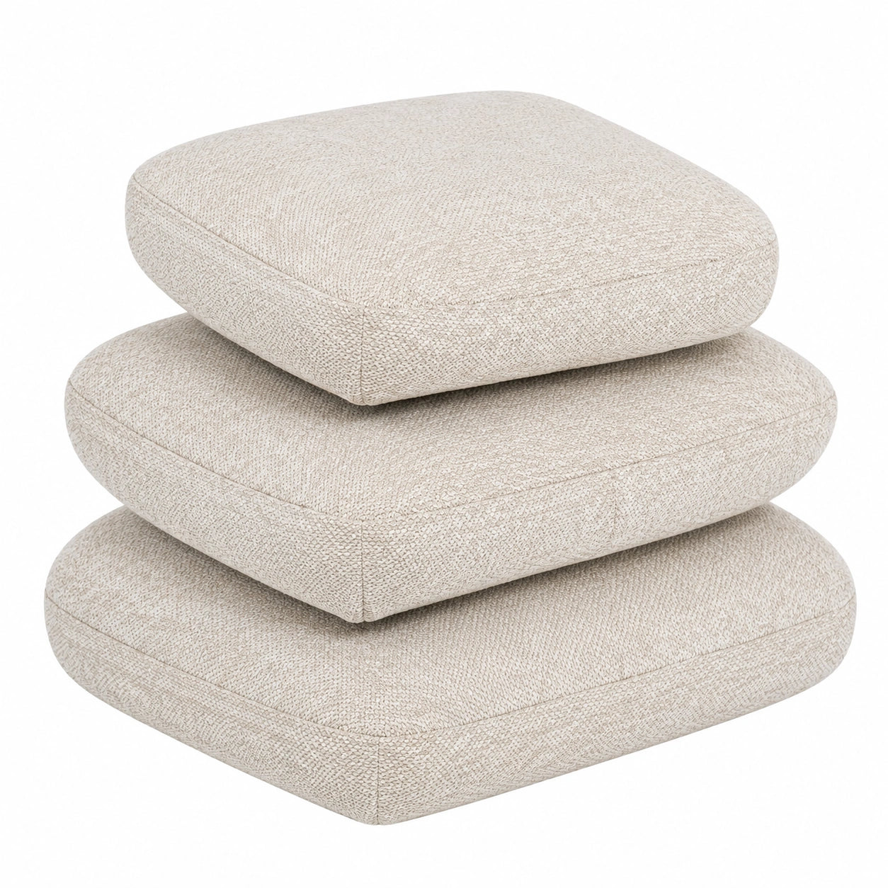 Duhome Moderner Bouclé-Sitzhocker – 360° Drehbar, Polsterhocker für Wohnzimmer, Schlafzimmer und Flur, Haferfarben