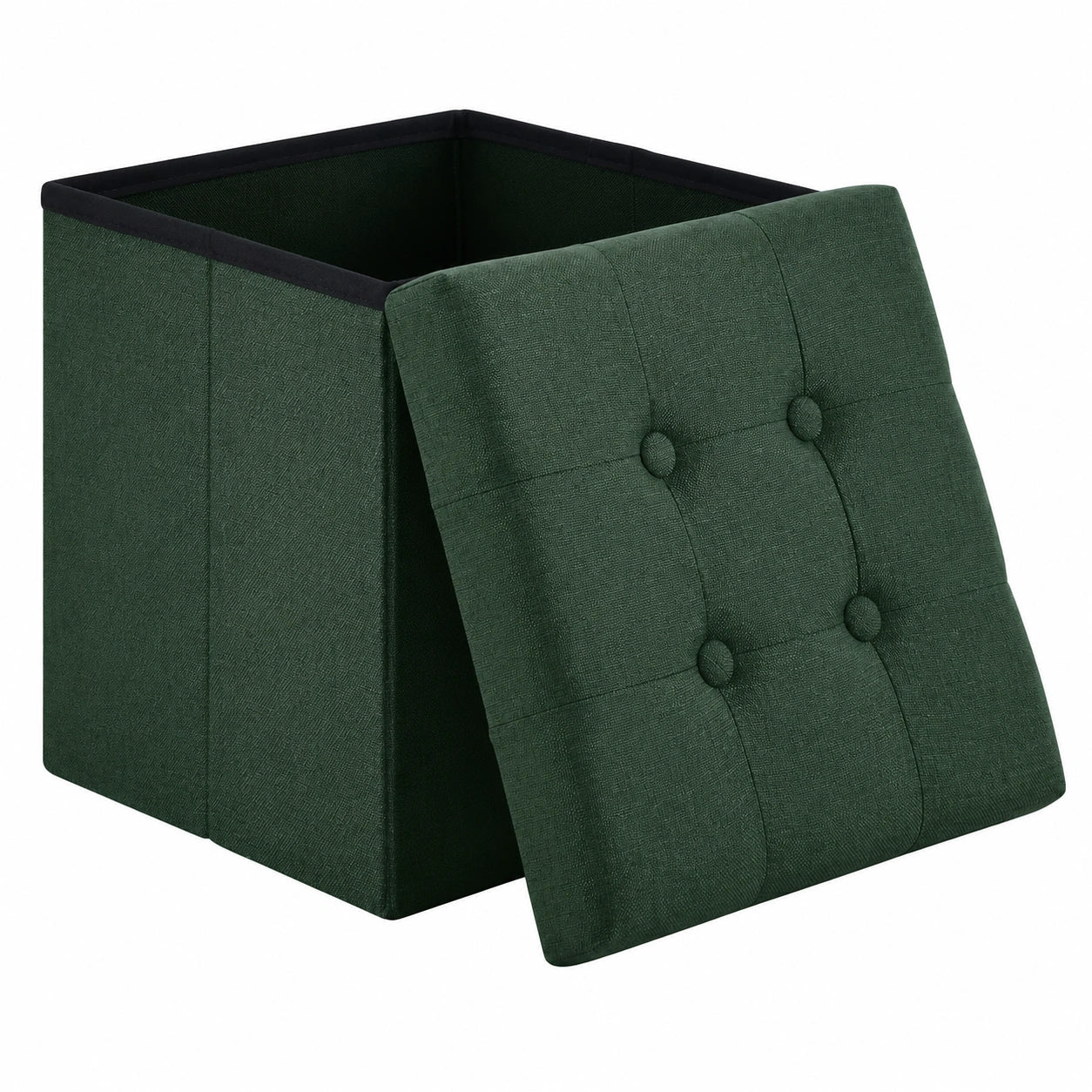 Zedelmaier Faltbarer Sitzhocker mit Stauraum, Leinen, Belastbarkeit bis 300 kg, Türkis, 38 x 38 x 38 cm