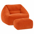 Cord-Sitzsack mit Hocker - Bequemer Loungesessel in Orange