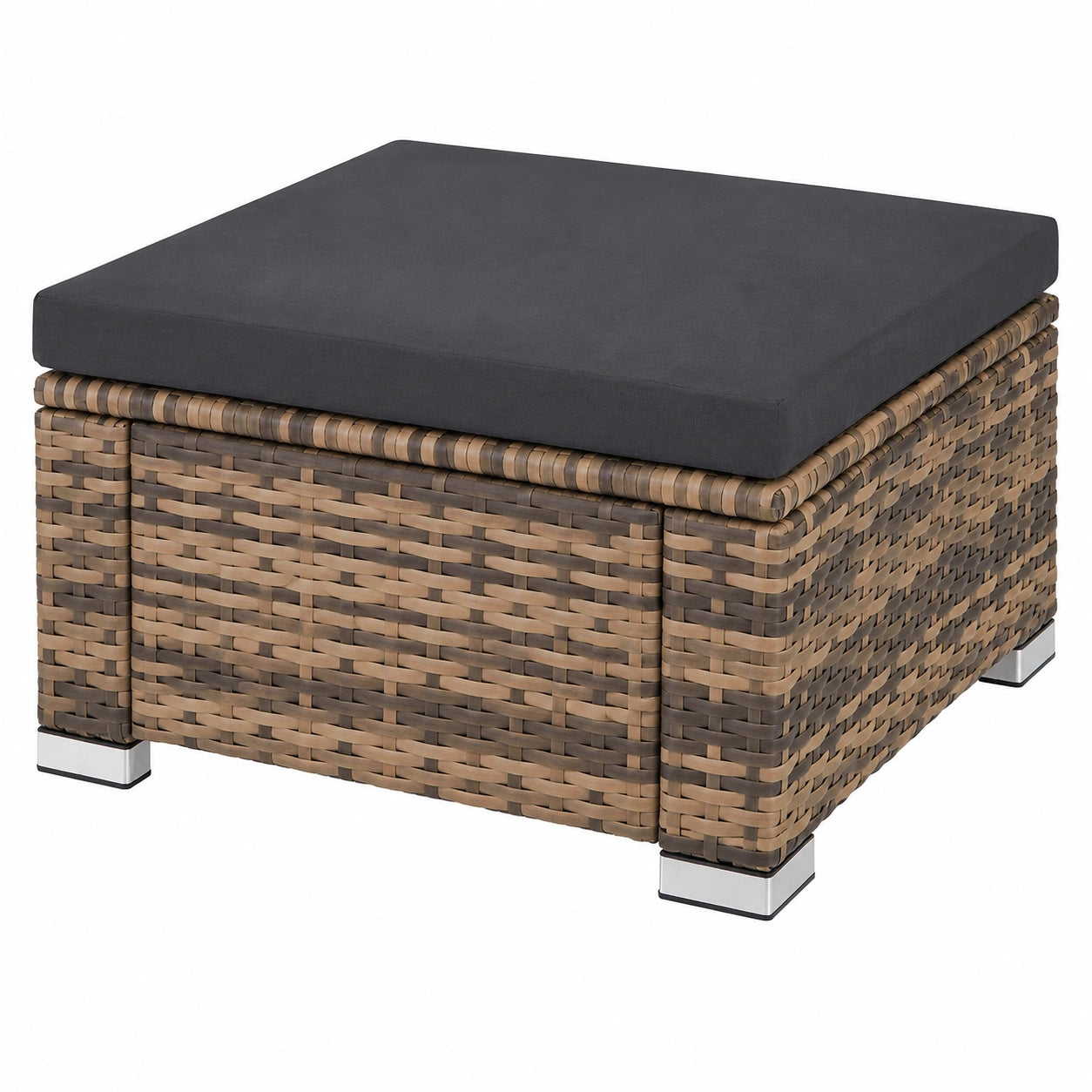 Poly Rattan Hocker mit Kissen, wetterfest für Garten und Terrasse