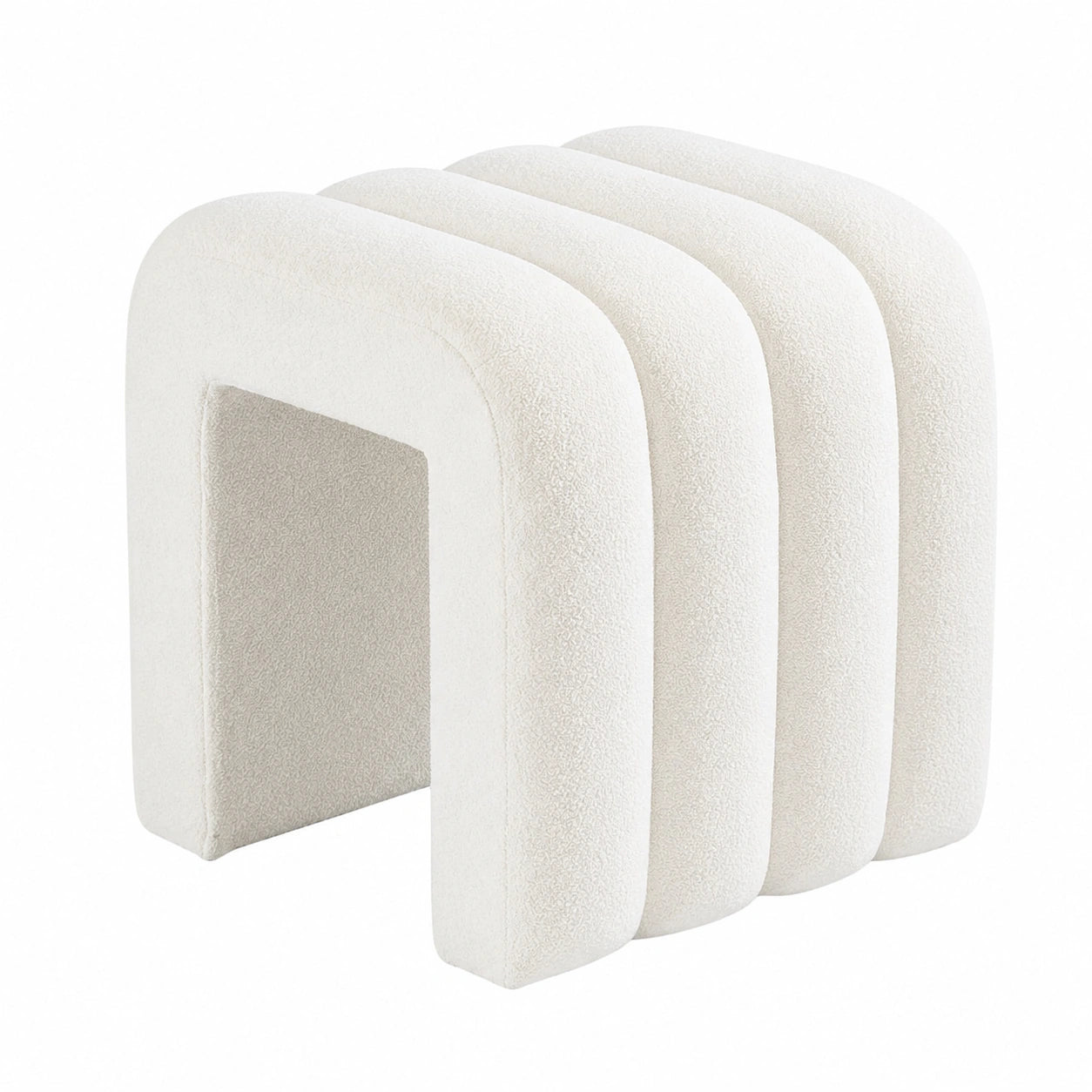 Zedelmaier Moderner Hocker mit Holzfüßen – Bequemer Sitzhocker, Fußablage, Sitzwürfel für Wohnzimmer, Schlafzimmer und Flur (Weiß)