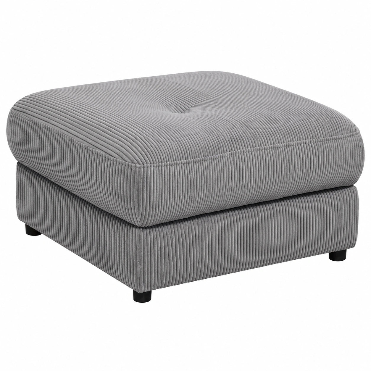 Quadratischer Fußhocker BARURA aus Cord in Dunkelgrau – Komfortabler Polsterhocker 84x84 cm als moderne Sofagänzung