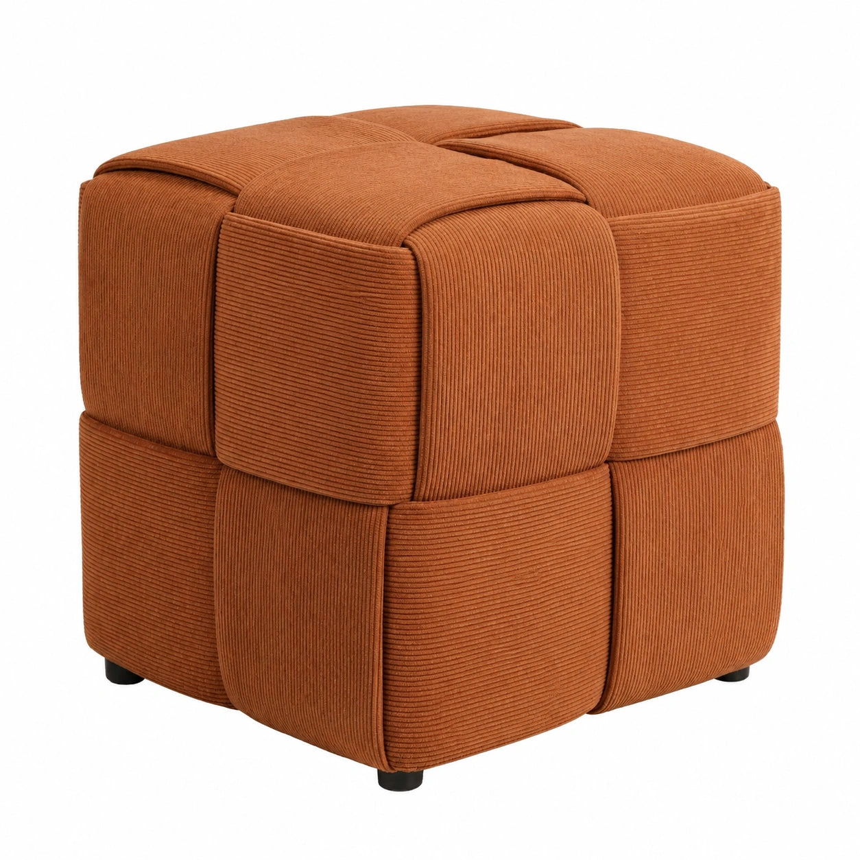 Zedelmaier Sitzwürfel aus Cordstoff, 40x40x40cm, Ottomane & Fußhocker für Wohnzimmer, Schlafzimmer & Flur, Orange