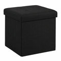 Relaxdays Klappbare Sitztruhe aus Leinen, 38 cm, Schwarz