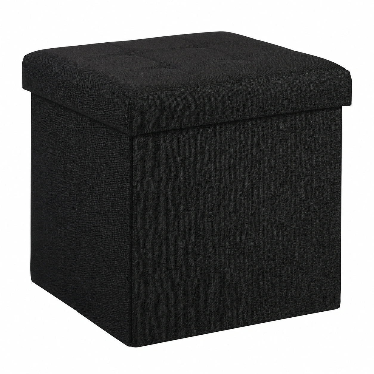 Relaxdays Klappbare Sitztruhe aus Leinen, 38 cm, Schwarz