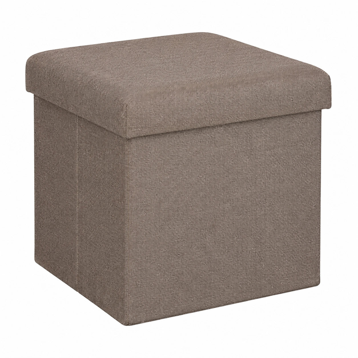 Faltbarer Sitzhocker mit Stauraum aus Stoff, 37x37,5x37,5 cm, Graubraun