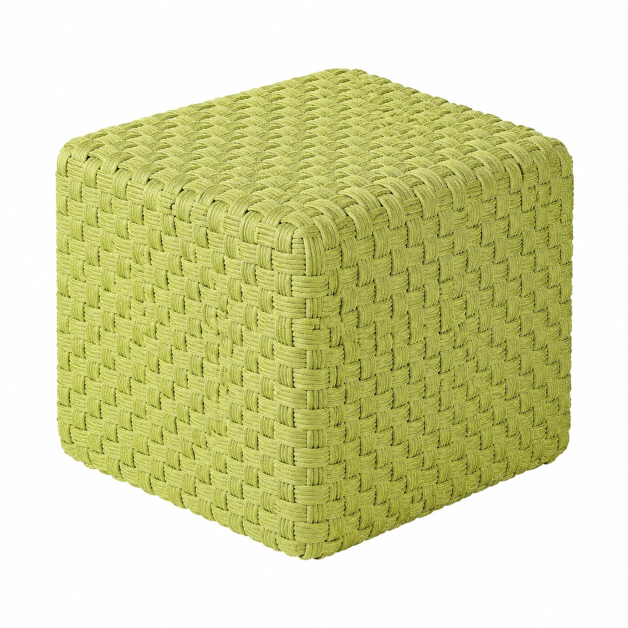 Garten Sitzpouf handgewebt in Grün aus Kunststoff 50 x 50 cm quadratisch
