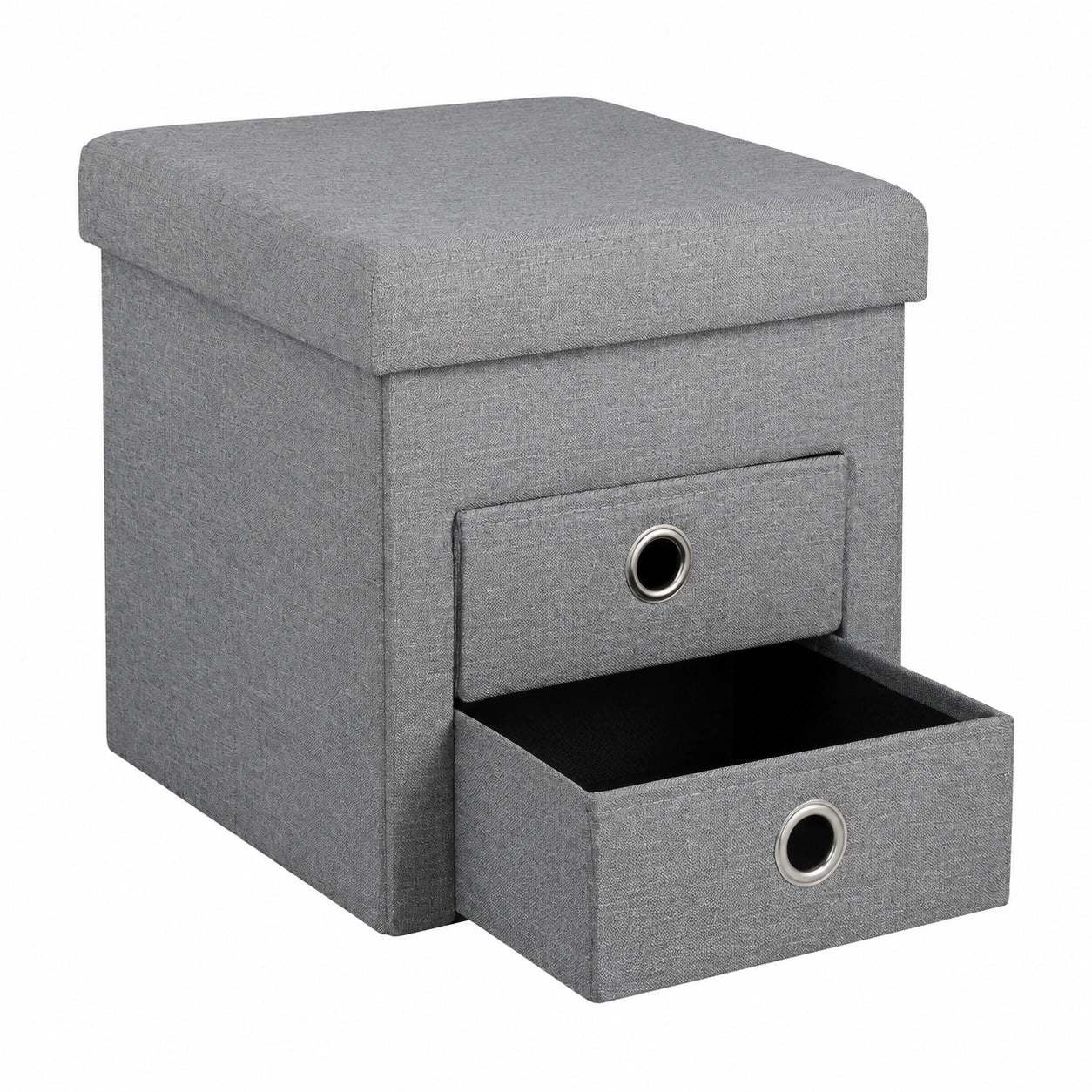 Relaxdays Faltbarer Sitzhocker mit Stauraum und Schubladen, Dunkelgrau